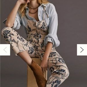 Anthro Pilcro Painter Overalls Tie Straps Floral